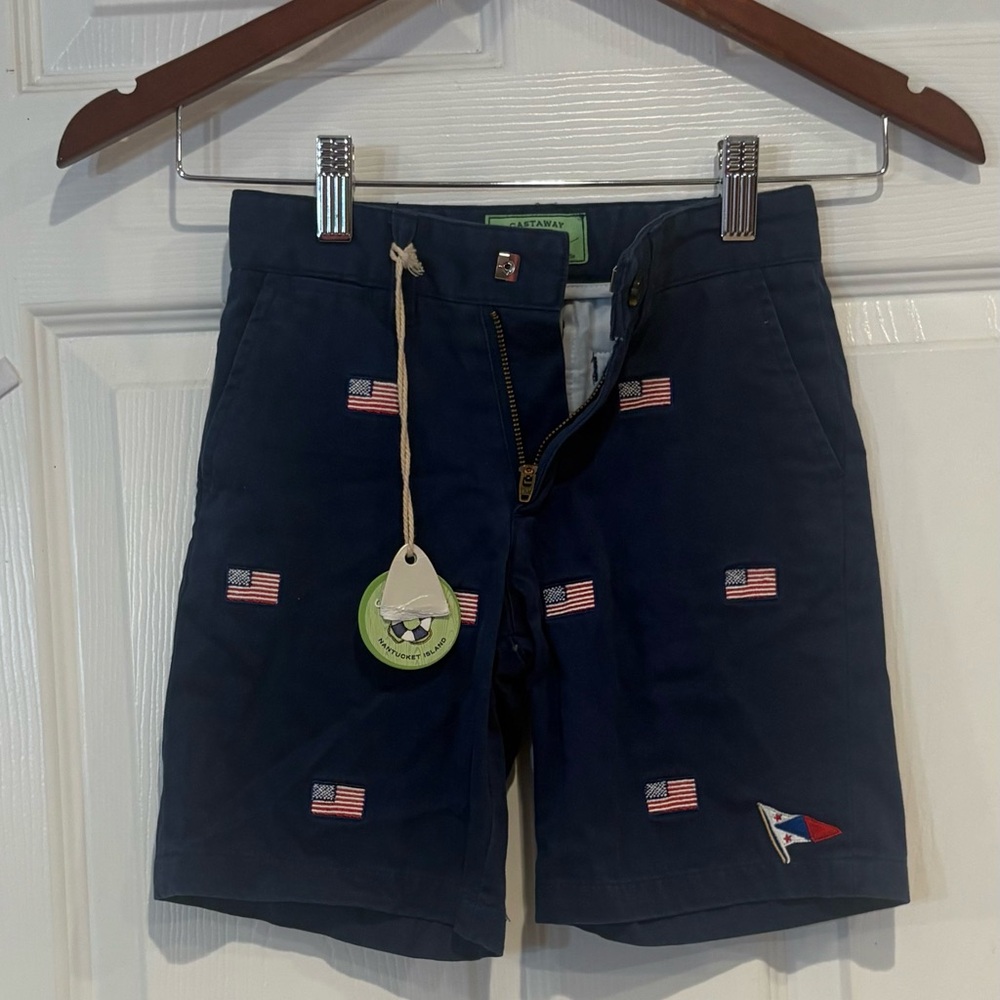 Castaway Navy Shorts with Flag Detail